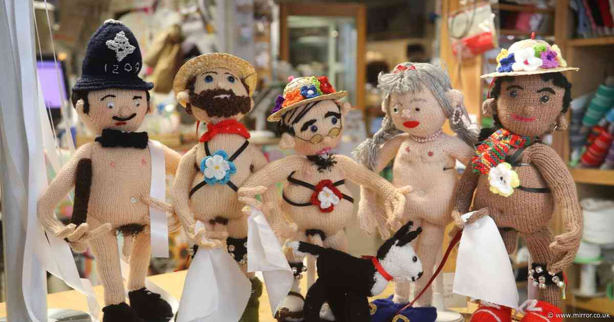 Grandma complains about nudity in charity shop window as naked Morris dancer dolls for sale