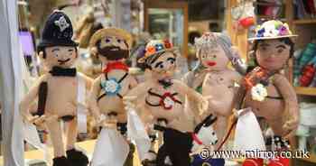 Grandma complains about nudity in charity shop window as naked Morris dancer dolls for sale