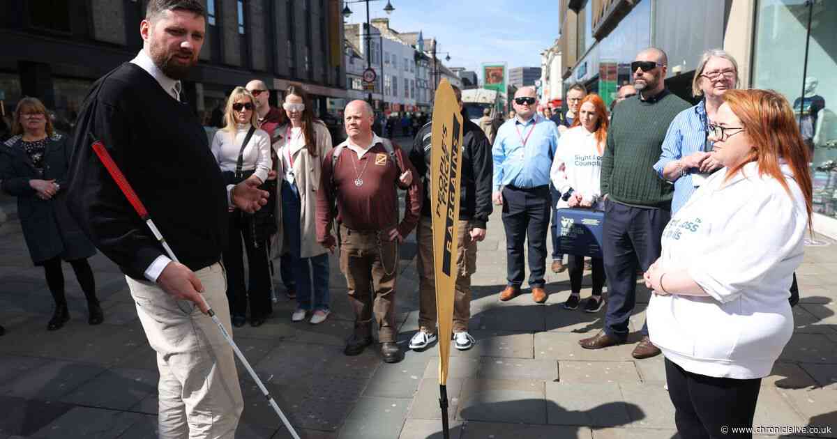 Blind man shows Newcastle City Council officers life with sight loss during city centre walk-around