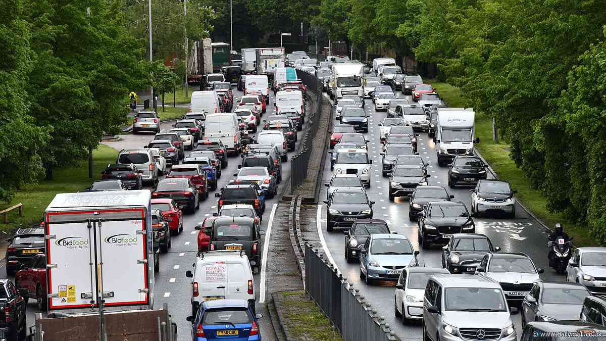 Bank Holiday Monday mayhem: 2.6m motorists warned there could be roads chaos at the end of three-day weekend - with motorways clogged and downpours forecast