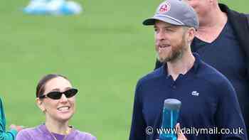 Hamish Blake and wife Zoe are all smiles in low-key ensembles as they proudly cheer on their son Sonny Donald during his soccer game