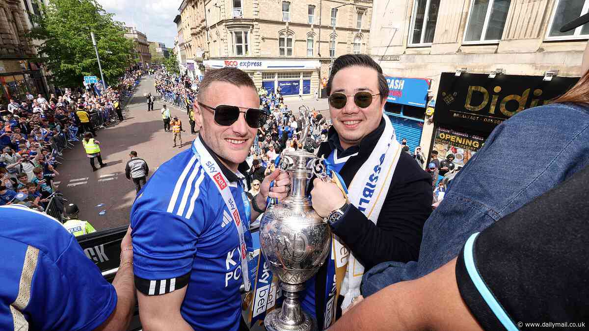Leicester parade the Championship trophy in front of thousands in open-top bus parade around the city centre after securing promotion back to the Premier League