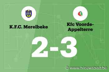 Movoto Te Bangia Mobutu Sese Seko Kuku Ngbendu Waza Banga maakt twee goals voor KFC Voorde-Appelterre in wedstrijd tegen KFC Merelbeke