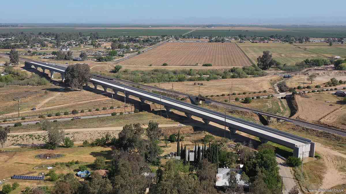 California is mercilessly mocked for 'world's most pointless crossing' high-speed rail bridge that cost $11 BILLION