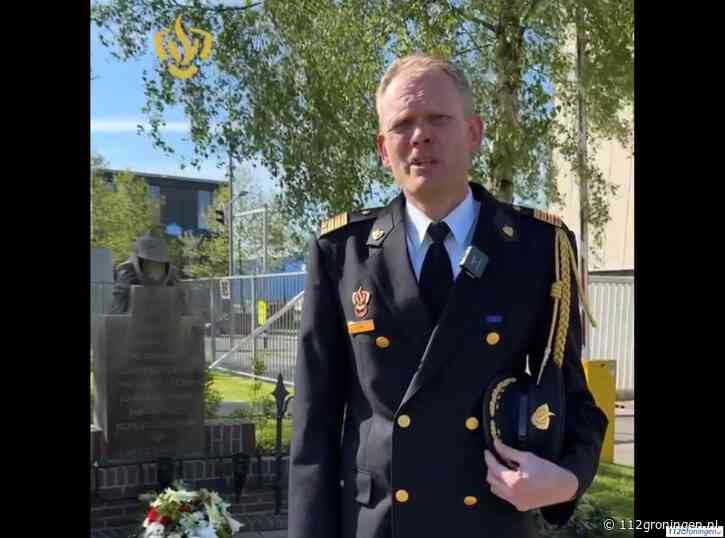 Brandweer Groningen herdenkt oorlogsslachtoffers bij monument aan Sontweg (Video)