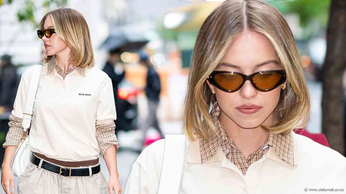 Sydney Sweeney adopts preppy style with a Miu Miu polo shirt while out in New York City ahead of her third Met Gala red carpet