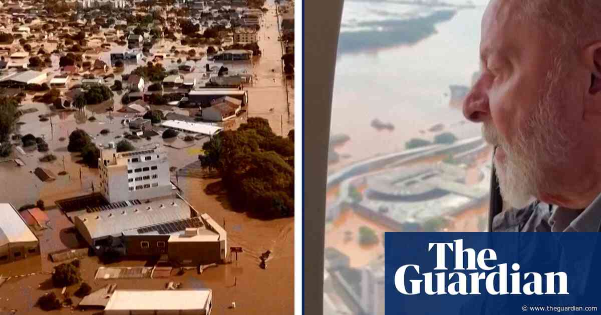 Brazil floods: Lula flies over Rio Grande do Sul as army races to rescue stranded families – video
