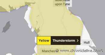Met Office issues weather warning for thunderstorms and heavy downpours in the North East