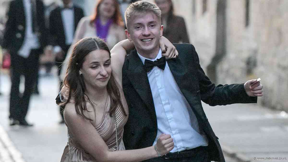 A tale of two VERY different boozy bank holidays: Oxford students make their way home from May Balls in gowns and tuxedos...while Birmingham revellers brave the cold and tuck into kebabs as they hit the town