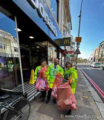Brighton McDonald's staff carry out litter picks around city