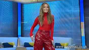 Jennifer Lopez rocks red top with baggy PVC pants on Good Morning America in NYC... before attending her 12th Met Gala in 25 years: 'We're going to have a good time!'