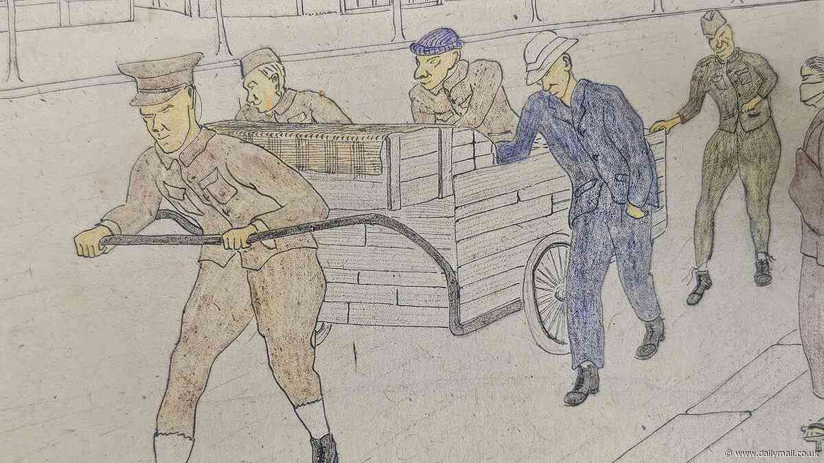 British soldier's harrowing secret sketchbook details how prisoners were packed onto a sweltering ship and forced into 13-hour shifts of hard labour in hellish Japanese PoW camps