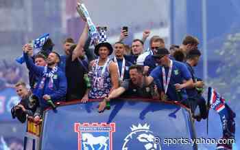 Ipswich take aim at Sky Sports pundit and Leeds during promotion parade