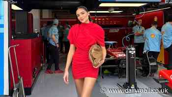 Olivia Culpo is ravishing as she flaunts her lean legs in a red minidress at the Grand Prix... after revealing she has had her lip filler dissolved