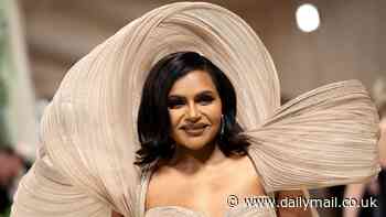 Mindy Kaling glows in stunning textured beige gown with a long train trailing behind her as she makes a splash at the 2024 Met Gala