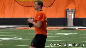 Joe Burrow seen throwing for the first time in six months after the Bengals quarterback had wrist surgery