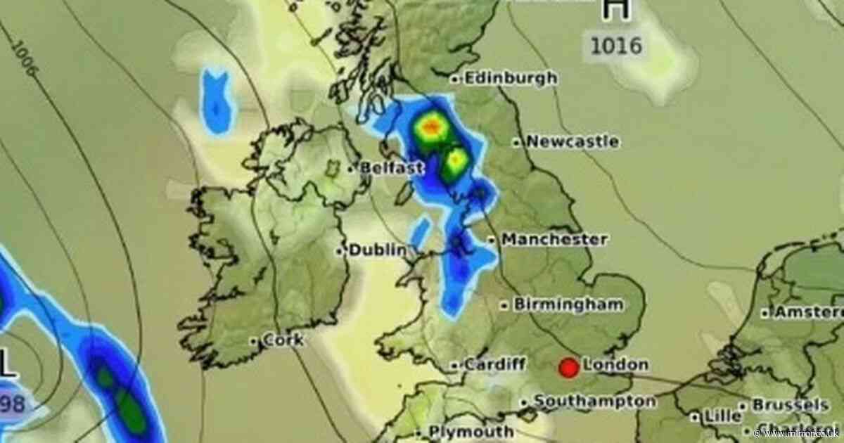 UK weather maps reveal exact date Britain to be 'split in half' by 20C 'mini heatwave'