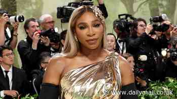 Serena Williams serves up a fashion ace in a metallic gold Balenciaga gown with a dramatic train as she attends the 2024 Met Gala