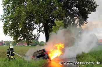 POL-MI: Auto fängt nach Kollision mit Baum Feuer