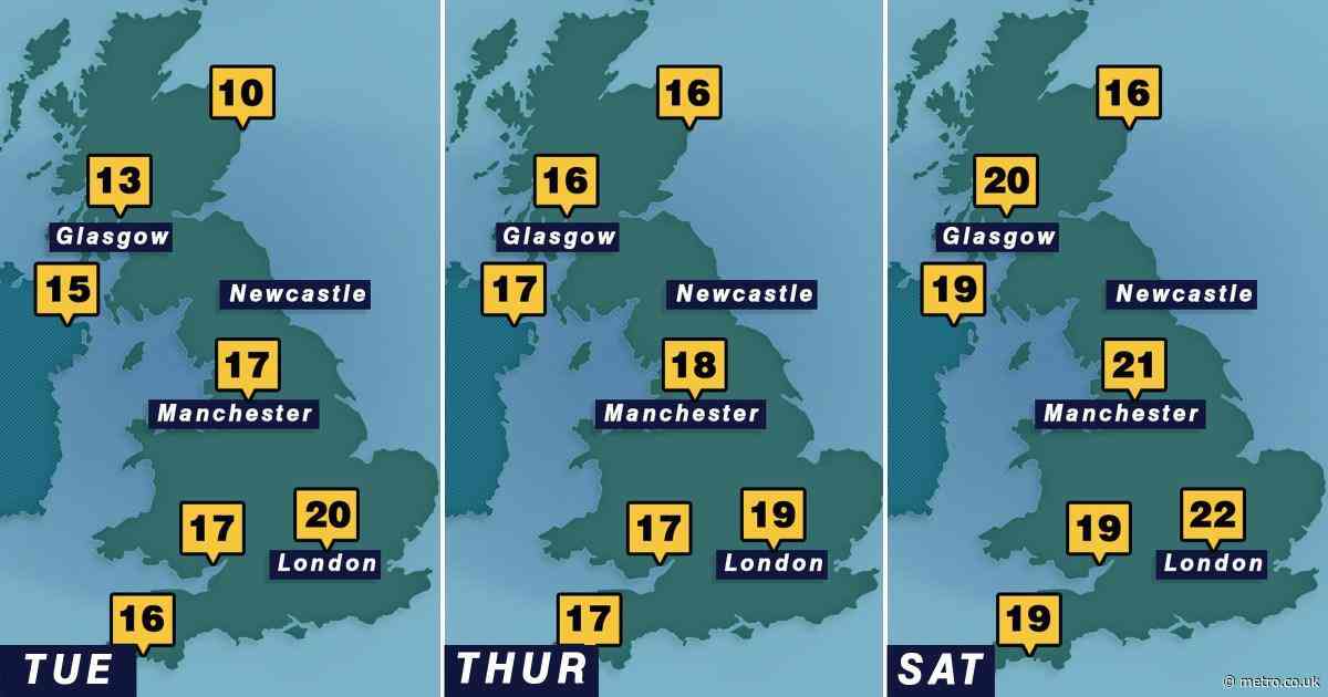 Map shows where the warmest place in UK could be this week
