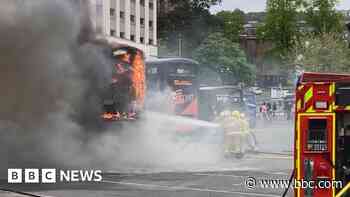 Fire crews tackle double decker bus blaze