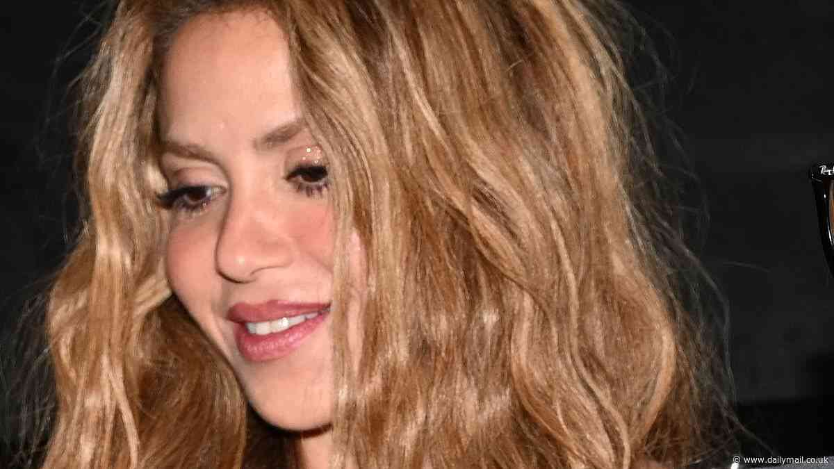 Shakira jumps off a party bus as she joins Chris Hemsworth and Matt Damon for a post-Met Gala night out at New York's Mulberry Bar
