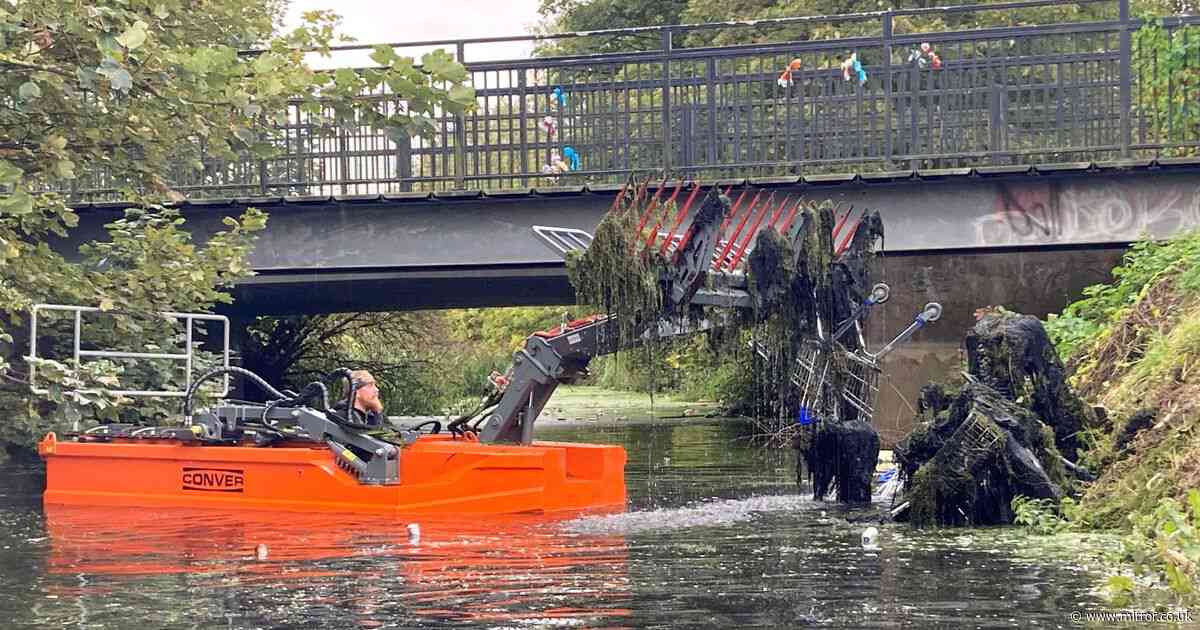 Shocking pictures lay bare the state of UK city's waterways as even a motorbike is discovered