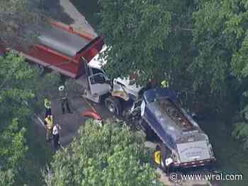Dump truck, gasoline truck crash head-on in Wake County, crews cleaning up gas spill near Neuse River