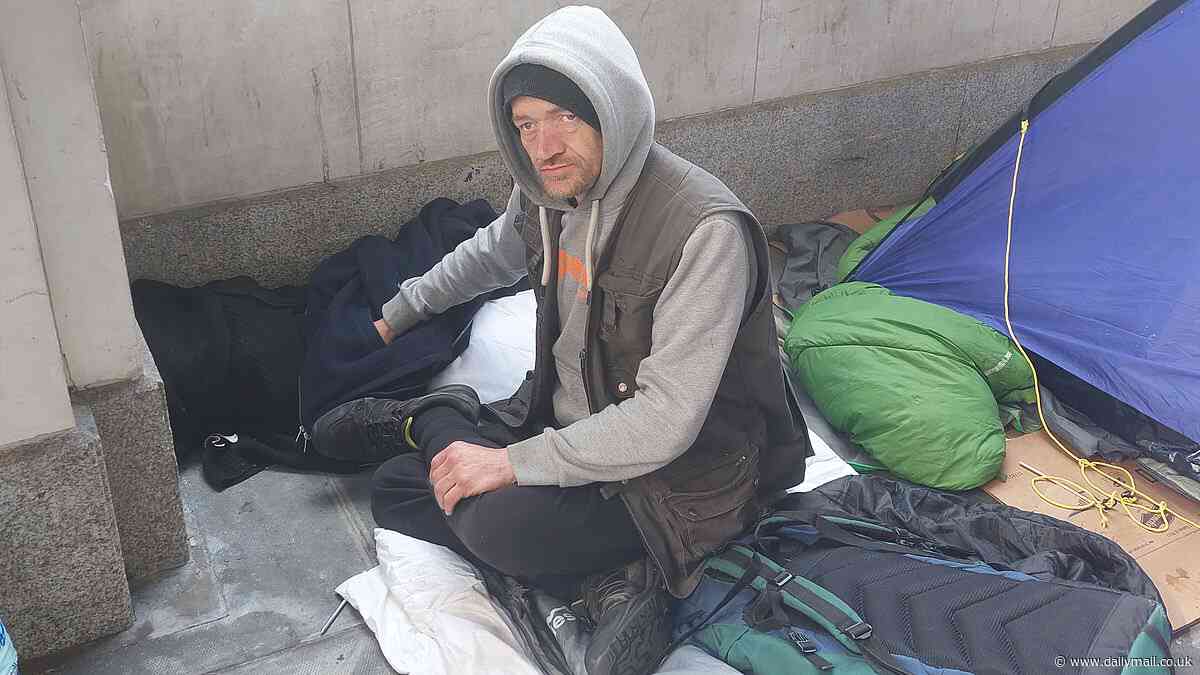 The tent village at the heart of Westminster: Homeless encampment pops up on street near West End theatres and the £800-a-night Savoy hotel