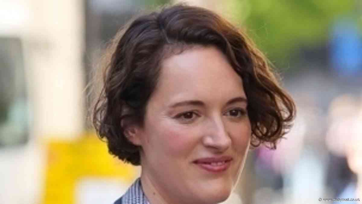 Phoebe Waller-Bridge looks chic in a grey trouser suit as she signs autographs for fans ahead of the UK premiere of animated movie IF