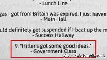 High school is slammed after student newspaper published 'Hitler had some good ideas' in its overheard on campus page