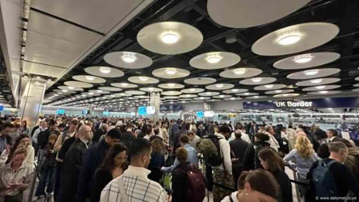 Chaos in UK's airports as ALL gates go down in Border Force 'IT glitch' sparking enormous queues - with Heathrow, Gatwick, Stanstead and Manchester known to be hit so far