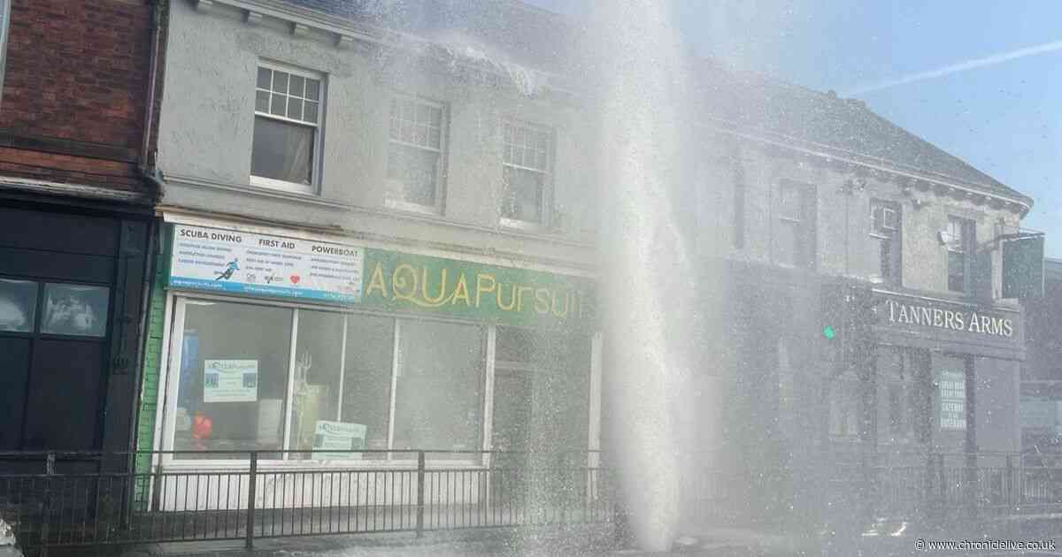 'The whole place is flooded' - Burst water main sees road and businesses flooded in Newcastle
