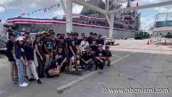 Coral Park Senior High School robotics team invited to tour Navy warship