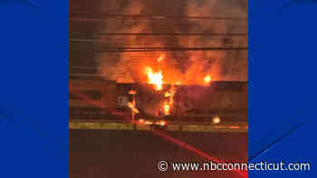 Train car catches fire in Stamford