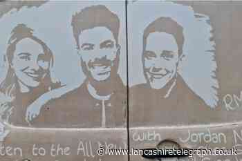 Artist draws Burnley's Jordan North on back of dirty van