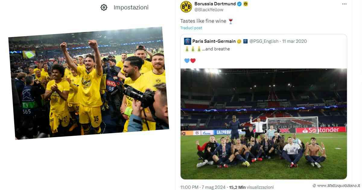 Quella foto “invecchiata male” del PSG che sta facendo il giro del web: lo sfottò del Borussia Dortmund diventa virale
