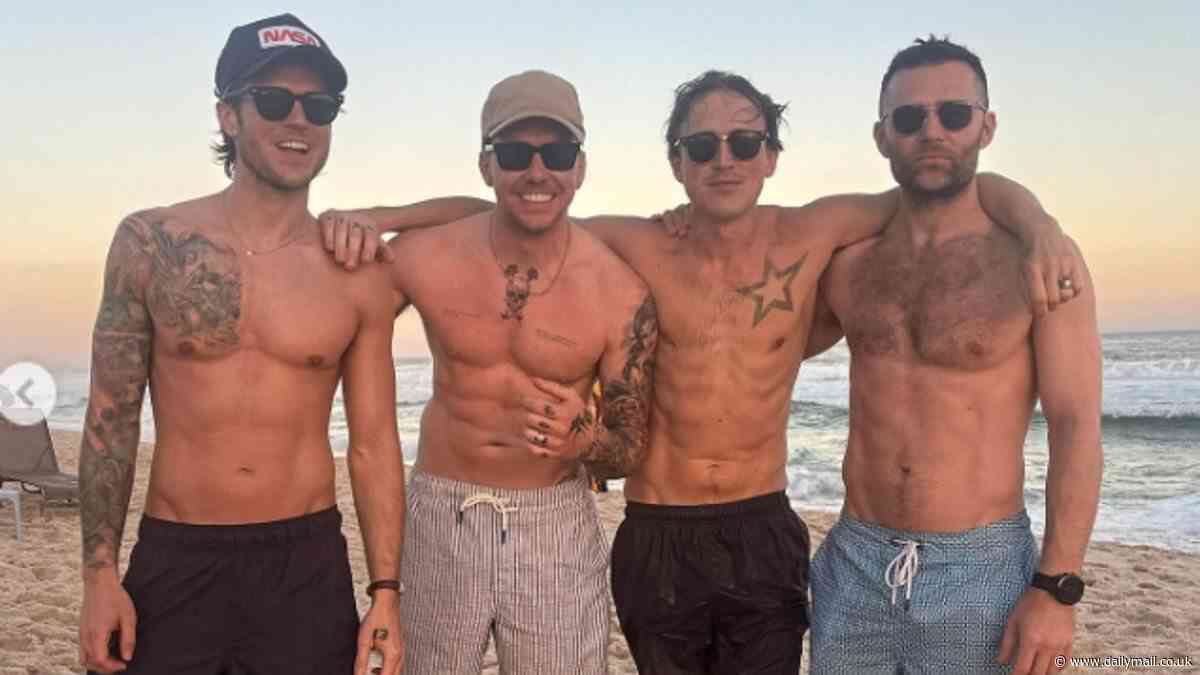 McFly show off their incredibly ripped physiques as they flaunt their MANY abs during a beach day in Rio after wrapping up Brazil shows