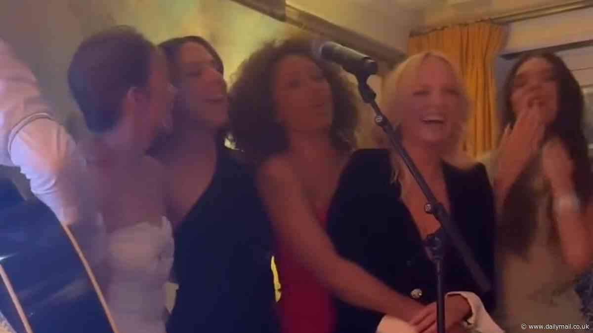 Cruz Beckham accompanies the Spice Girls on guitar as he shares unseen video of the girl band reuniting to sing Mama at Victoria's 50th bash