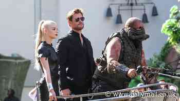 Anya Taylor-Joy and Chris Hemsworth travel down Hollywood Boulevard on CHARIOT as they continue promoting Furiosa: A Mad Max Saga