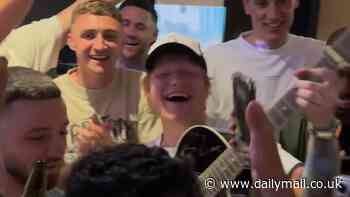 From the Met Gala to a Premier League promotion party! Ed Sheeran celebrates with jubilant Ipswich Town players after promising a 'night out' following their success this season