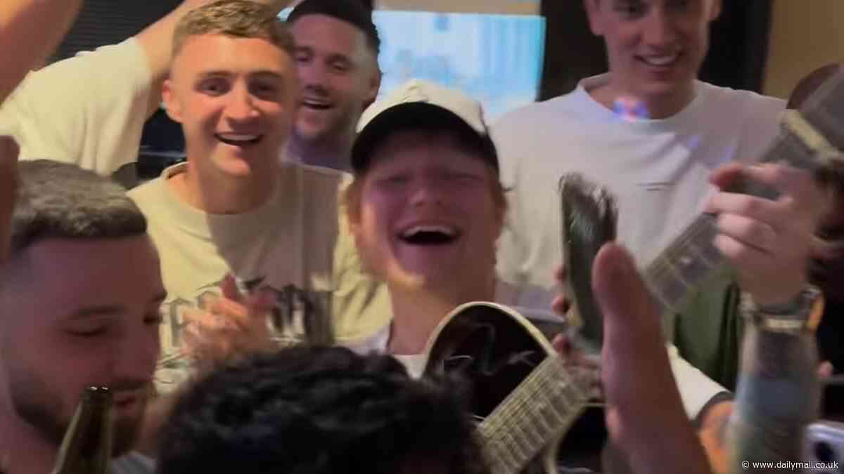 From the Met Gala to a Premier League promotion party! Ed Sheeran celebrates with jubilant Ipswich Town players after boyhood fan promises a 'night out' following their success this season