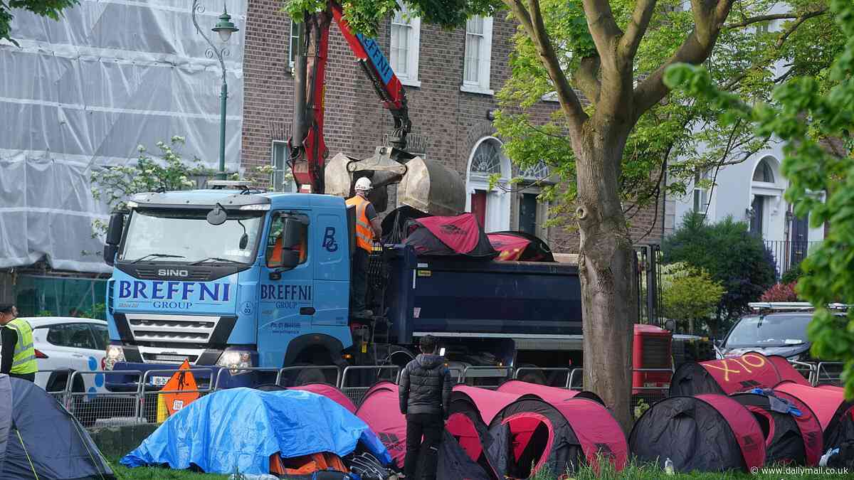 Dublin destroys its latest tent city as Ireland struggles to cope with migrant influx blamed on Britain's Rwanda policy