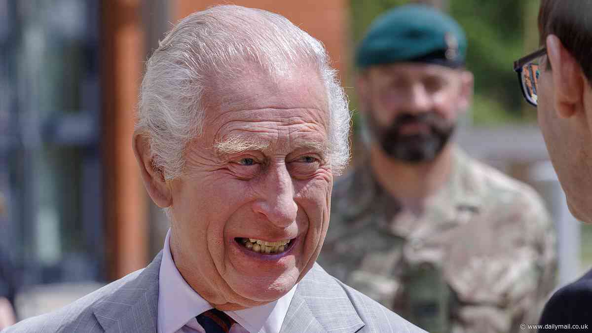 Cancer-stricken King Charles reveals he's glad to be 'out of my cage' at Army training base while William rocks the shades on Cornish surf beach - after neither saw Harry on his UK visit