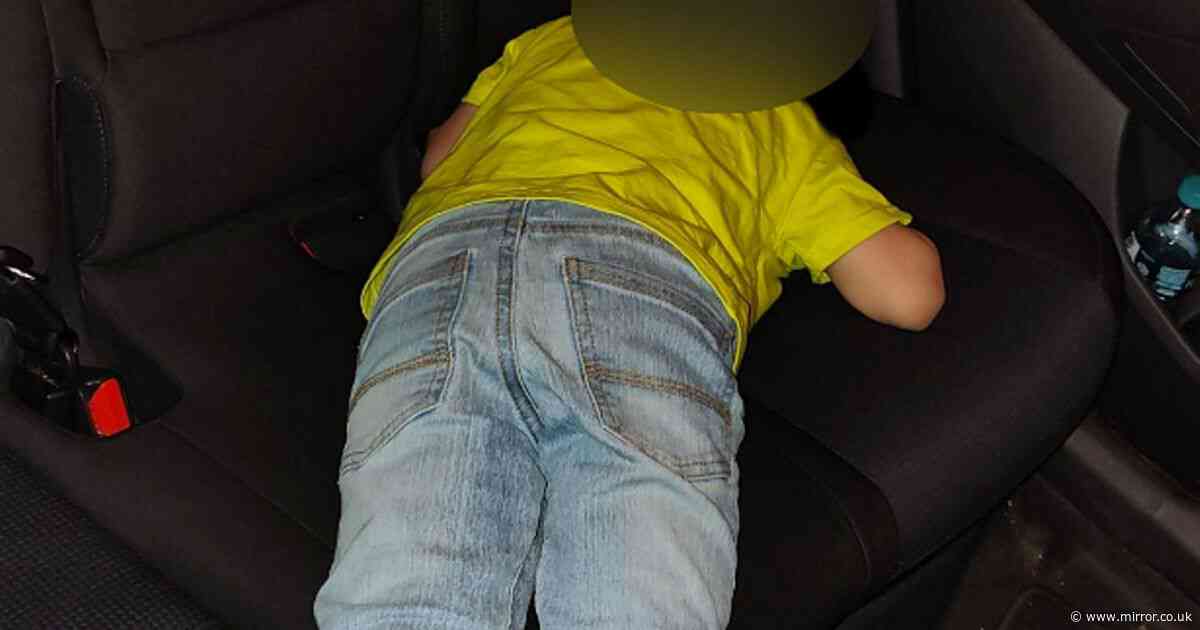 Police slam uninsured driver who 'let son sleep on backseat with no seatbelt' at 1am