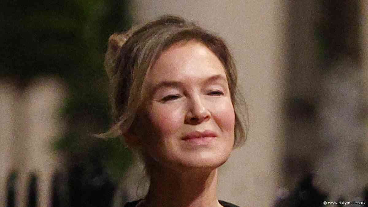 Bridget is BACK! Svelte Renée Zellweger is spotted on set of fourth Bridget Jones movie for FIRST TIME... after bosses revealed 'obsession' with character's weight will be dropped