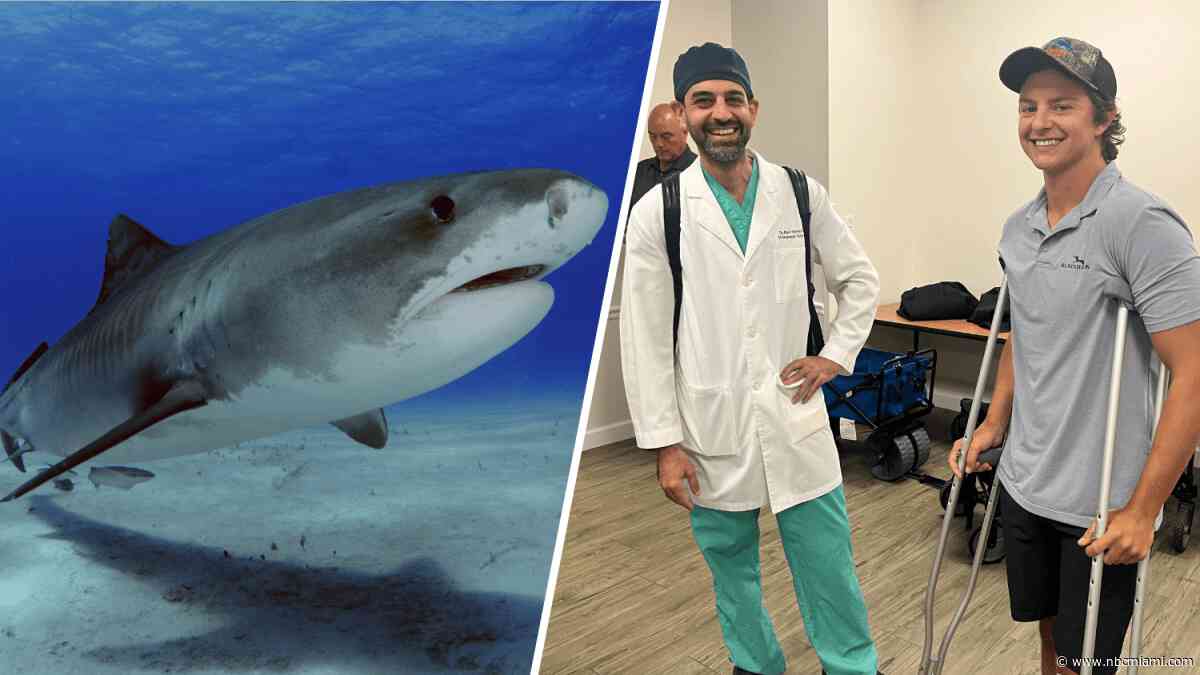 Shark bite survivor speaks alongside doctors who treated him in West Palm Beach hospital