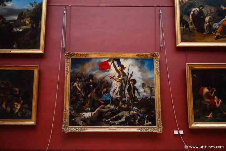 Two Activists Arrested After Sticking Posters Around “Liberty Leading The People” Painting at the Louvre