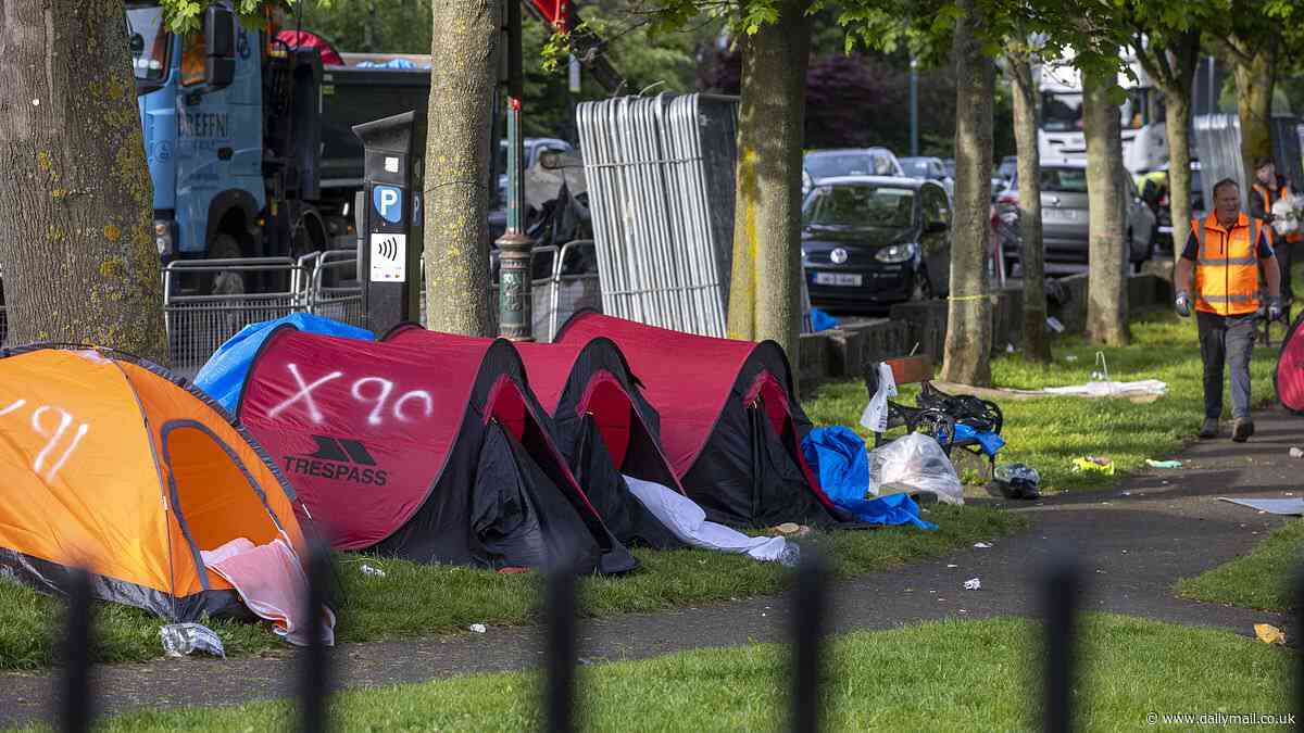 Migrants who attempted to set up tent encampments in Dublin were 'chased out by locals' - after the latest 'tent city' was cleared out in Irish capital