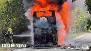 Passengers flee burning double-decker bus